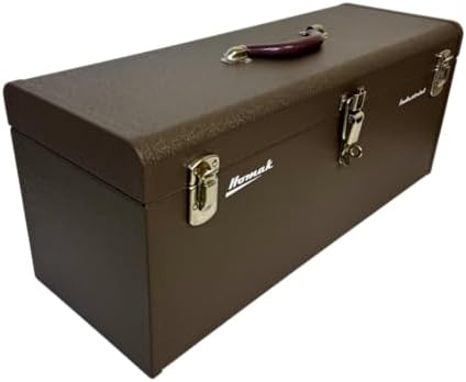 homak 24-inch industrial steel toolbox, brown wrinkle powder, side view