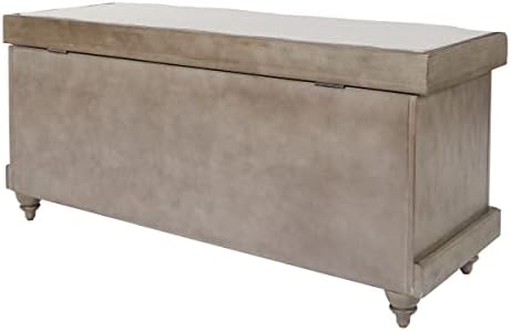 osp home furnishings dover coastal lift-top storage bench showing dimensions