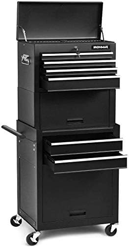 arlime 6-drawer rolling tool chest, tool storage cabinet, front angle view