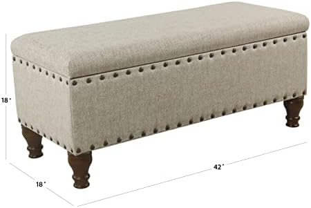 homepop large storage bench with nailhead trim, close-up detail