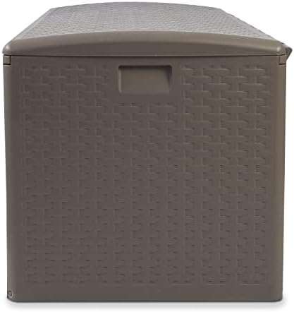 plastic development group deck box, standard close, driftwood, front angle view