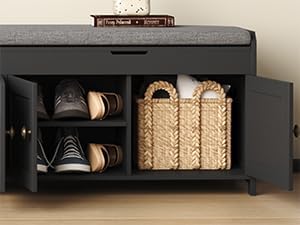 homefort 54.4" shoe bench with lift top storage, front angle view