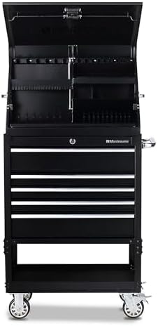 montezuma me300b 30-inch portable triangle toolbox, black shown in use