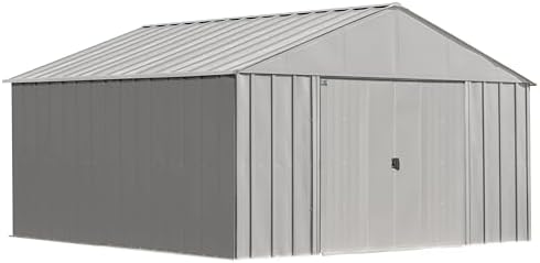 arrow classic metal shed, 12 x 12, flute shown in use