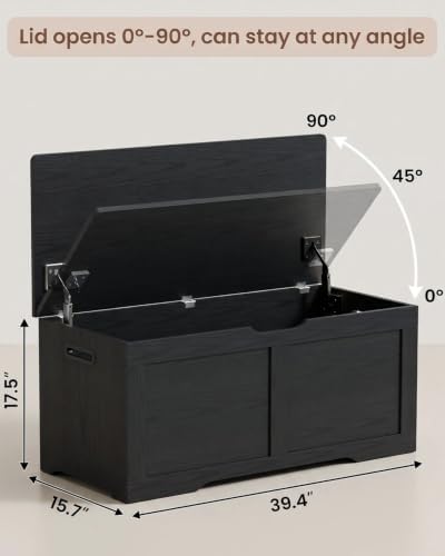 timberer 39.4" storage chest with 2 safety hinges, close-up detail