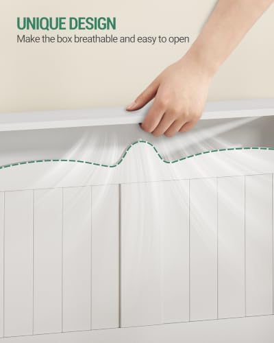 hzuaneri 43" farmhouse storage chest | 55 gal, front angle view