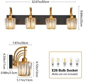 FDPBY Modern Bathroom Vanity Light, 4-Light Black Gold Wall Sconce - Image 4