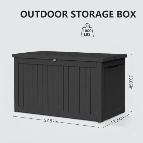 300 gallon outdoor storage box waterproof deck box shown in use