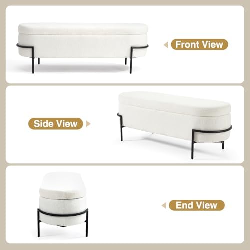 fivewillowise 52 inch sherpa storage ottoman bench,end of, package contents