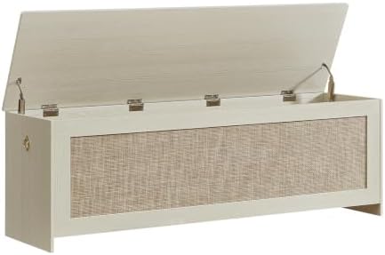55.1" storage chest extra large,rattan storage bench(white cream) showing dimensions