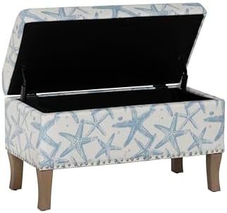 linon stephanie cream and light blue starfish fully, front angle view