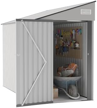 yopto 4×8 ft outdoor metal storage shed,heavy-duty lean, view 14