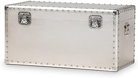 baxton studio serge 13.98-inch high storage trunk, silver, main product view