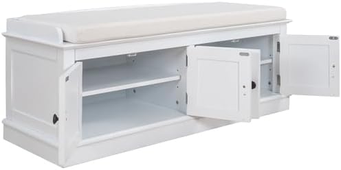 gdfstudio rustic storage bench with 4 doors and, view 9