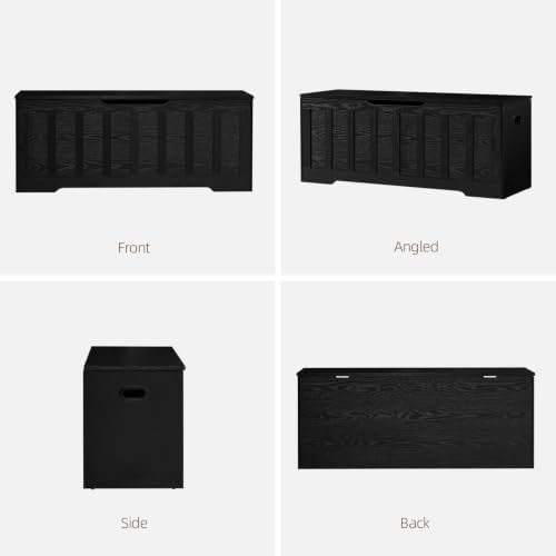 vankiley 47.2" storage chest extra large, storage bench(black), view 9
