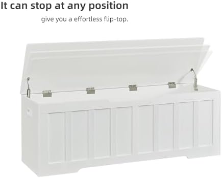 vankiley 51.2" storage chest extra large,wooden storage bench,white, view 9