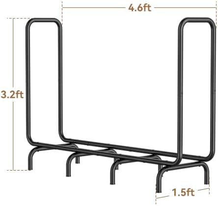 4.5ft firewood rack outdoor, heavy duty metal wood, view 9