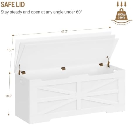 hzuaneri 47.2" wooden storage chest extra large |, close-up detail
