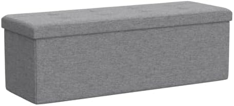 giantex storage ottoman bench, 43" l folding foot showing dimensions
