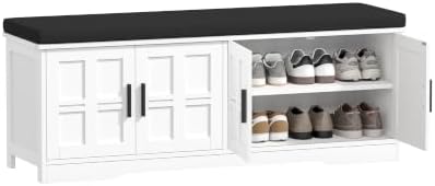 akxomel 47.2" shoe storage bench 4 doors wooden, view 9