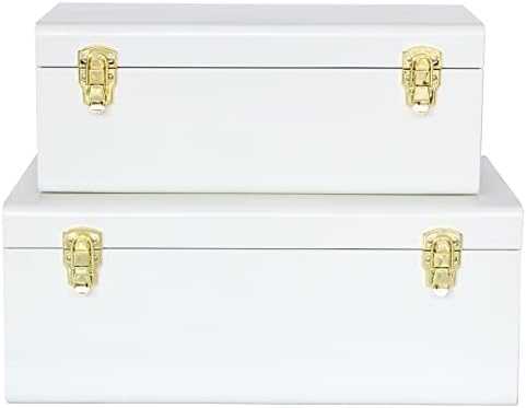 vixdonos metal trunk decorative storage box set of, front angle view