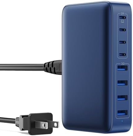 USB C Charger 300W USB C Charger Block, 8-Ports GaN IV Fast Charging Station Hub by GKUTW
