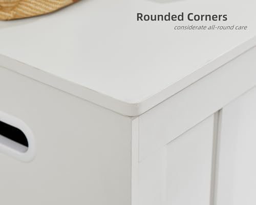 vankiley 51.2" storage chest extra large,wooden storage bench,white, front angle view