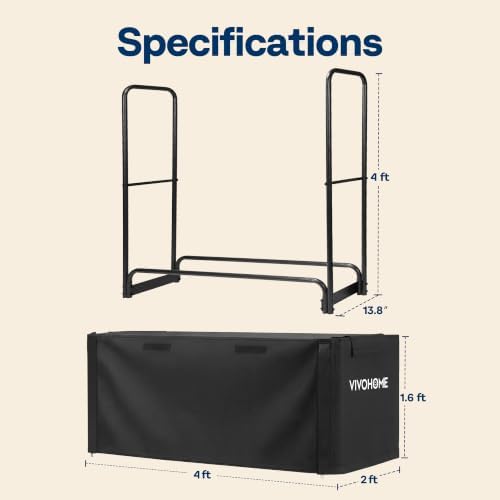 vivohome 4 ft 1/4 cord firewood rack outdoor on a desk or shelf