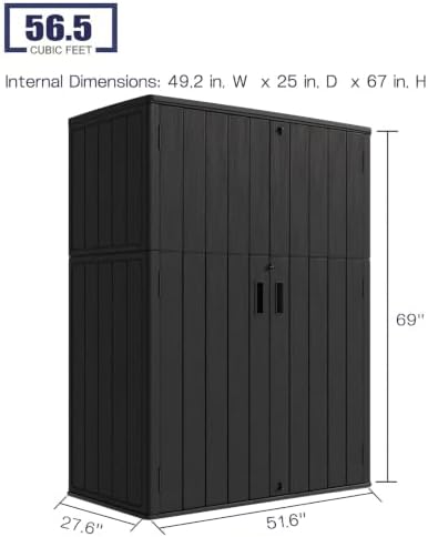 kinying outdoor storage shed,57 cu.ft vertical outdoor storage shown in use