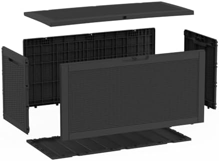 vixzen versatile resin deck box, all weather lockable on a desk or shelf