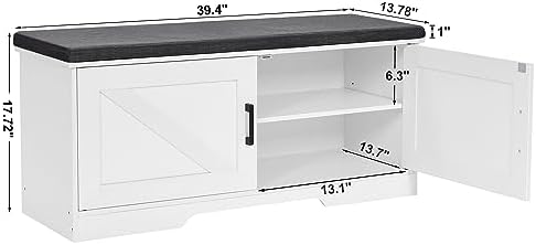 homsho farmhouse shoe storage bench with 2 barn, close-up detail