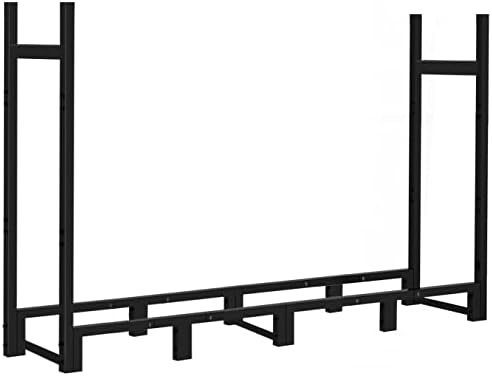 8ft firewood rack outdoor adjustable heavy duty wood, front angle view