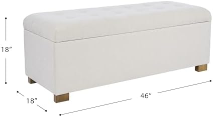 spatial order 46" tufted storage bench - cream, close-up detail