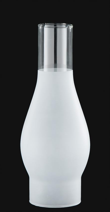 B&P Lamp® 3 Inch by 10 Inch Regular Style Glass Lamp Chimney with 3/4 Frosted Design for Vintage and Antique Style Globes