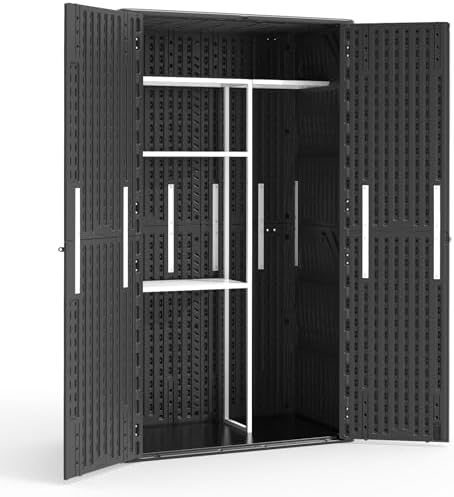 61 cu.ft resin storage shed with metal shelving, main product view
