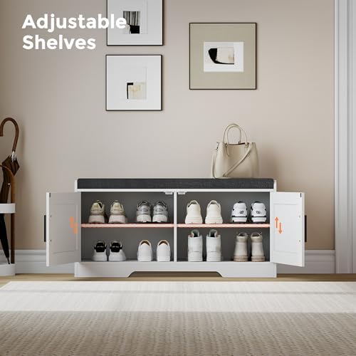 homleke shoe storage bench, 2 doors & thickened, package contents