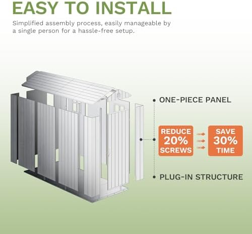 patiowell 4x8 ft plastic outdoor storage shed with, close-up detail