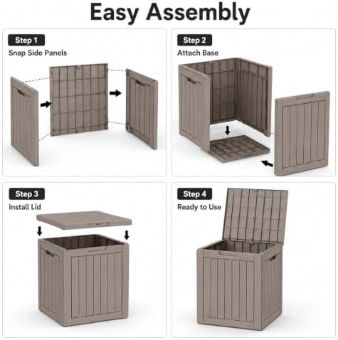 outdoor storage box resin deck box waterproof gray, front angle view