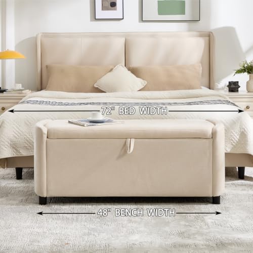48" ottoman with storage, large storage ottoman bench, close-up detail