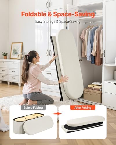 vevor oval storage ottoman bench, foldable teddy fleece, package contents
