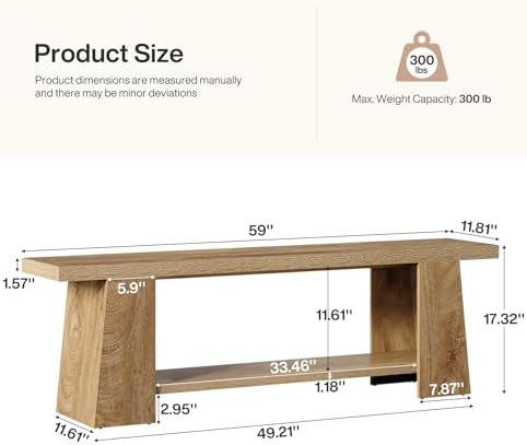 tribesigns 2-tier entryway bench, 59-inch extra long shoe shown in use
