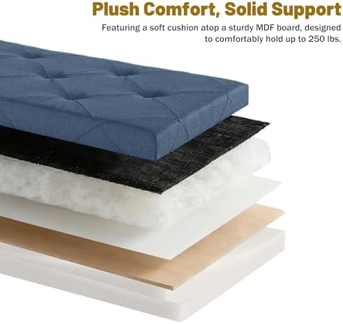 dumos storage ottoman bench, 43.3 inch end of showing dimensions
