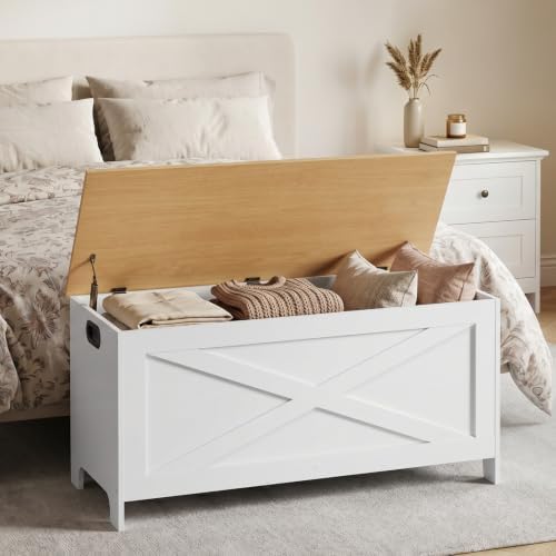 mahancris 39.4" storage chest with lid, storage bench on a desk or shelf