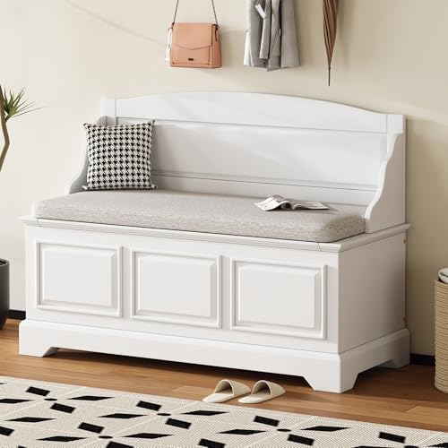 lumisol shoe storage bench with seating, 41.7” farmhouse, front angle view