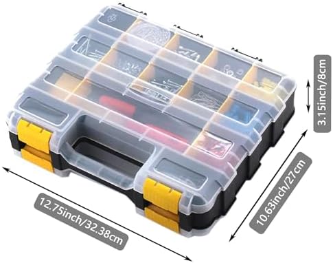 aidy-pro tools box organizer double side 34 compartments showing dimensions