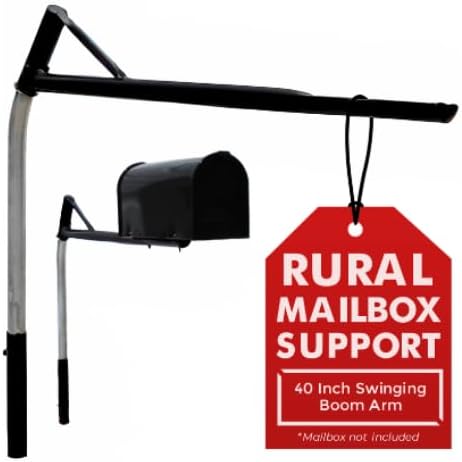 Mailbox Support Post with Swinging Boom Arm, No Dig Post, Galvanized Steel, Ideal for Both Rural and Residential, for All Mailbox Sizes (Accessories Sold Separately), 40 inch (Black)