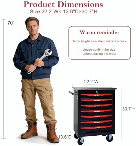 ryh 6 drawers rolling tool chest (black, 6-drawers shown in use