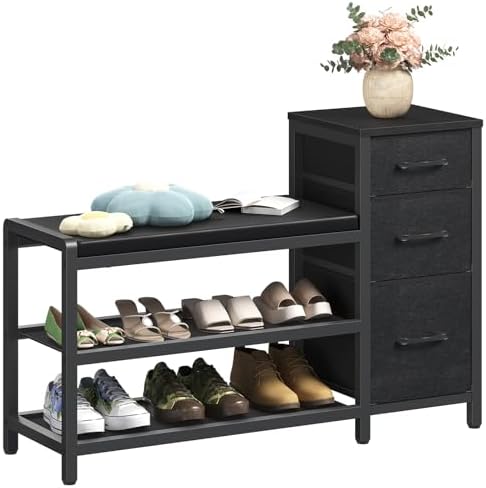 yatiney entryway bench with shoe storage, 3-tier shoe, main product view
