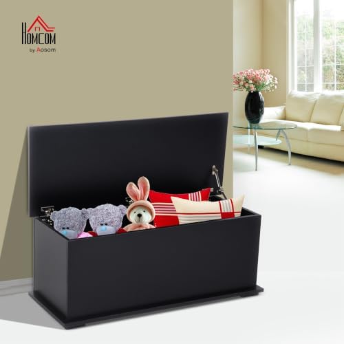 homcom 39.4" modern storage chest, lift top storage shown in use