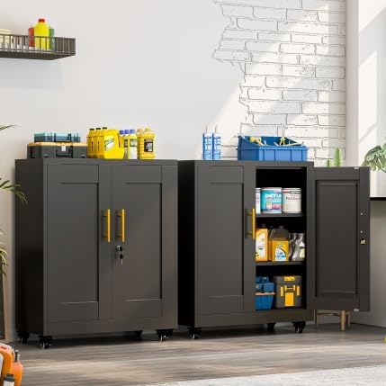 small metal storage cabinet with wheels, lockable tool, main product view